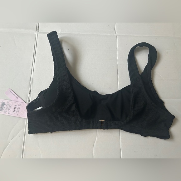 Wild Fable Women's Pucker Textured Scoop Front Bralette Bikini Top Black Large - Picture 2 of 7